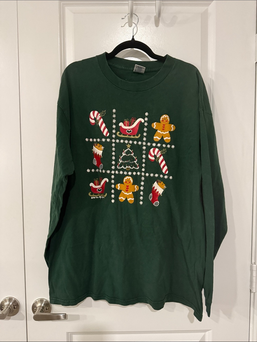Christmas Gingerbread Long-Sleeve Sweater - Dark Green size XL
